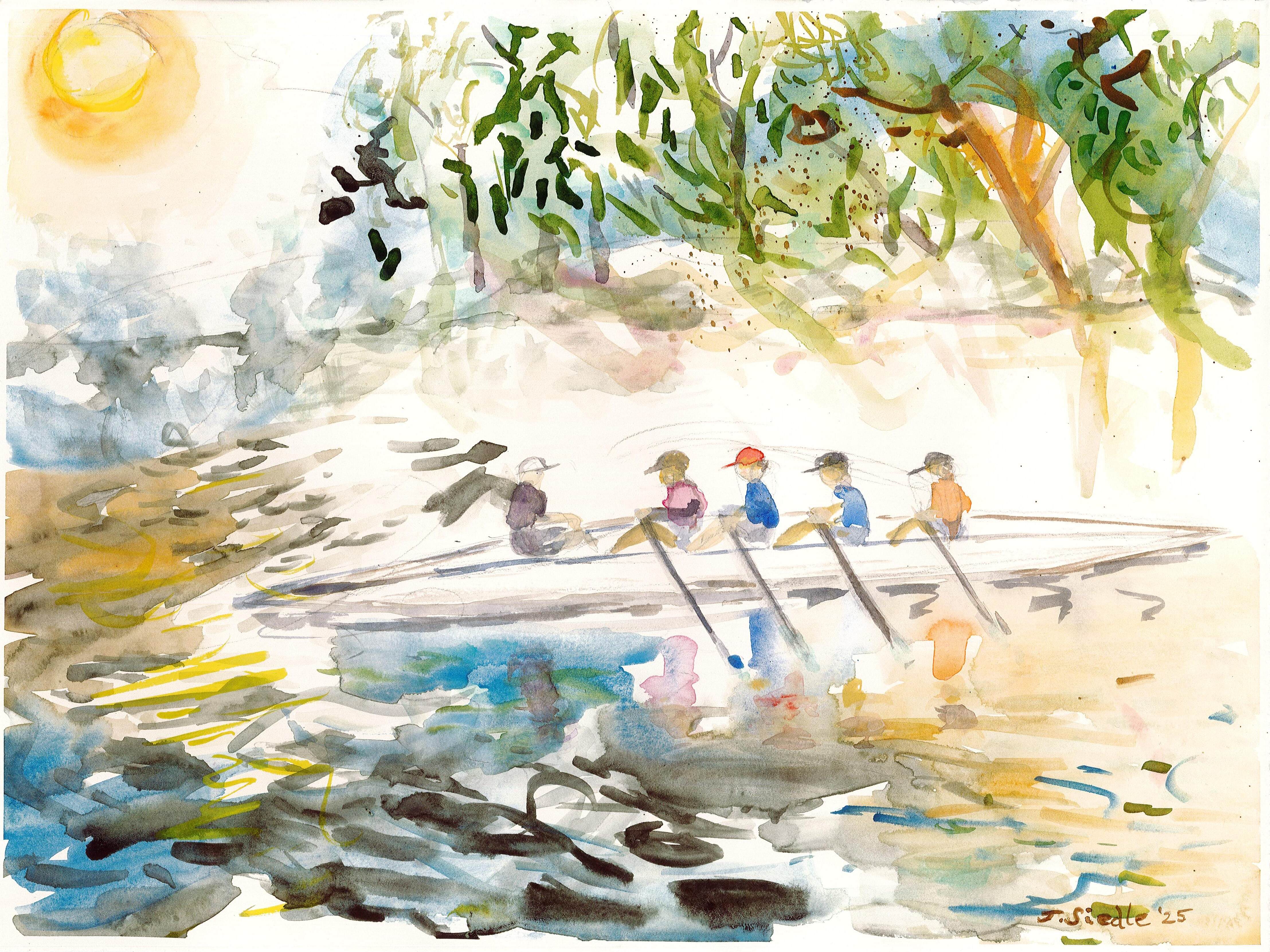 JSiedle_'Rowers_ at_Dusk'_2025_watercolour_37.9x28.2cm