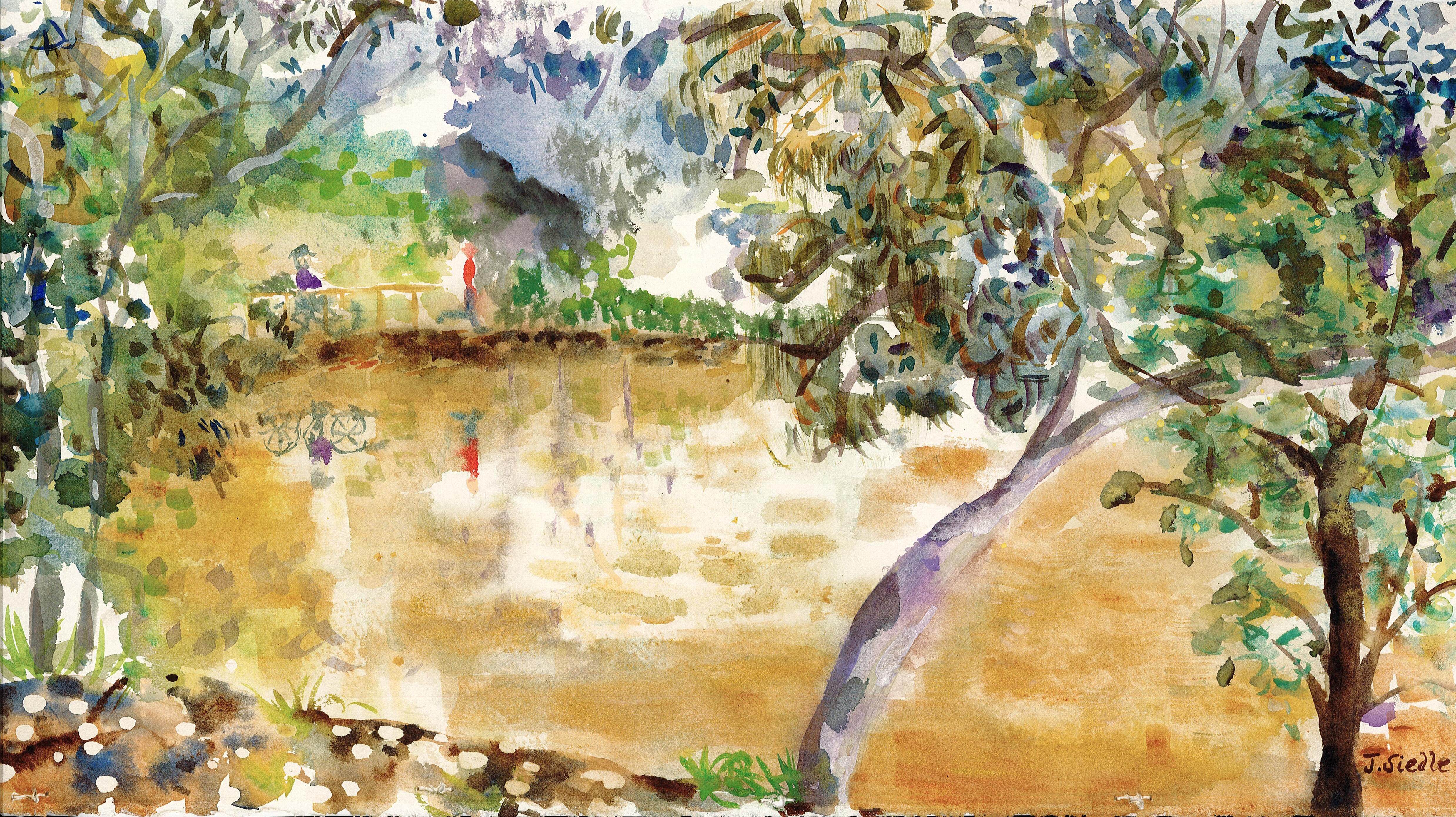JSiedle_'Sunday_Afternoon_at_the_River.'_2020_watercolour_45x23.5cm